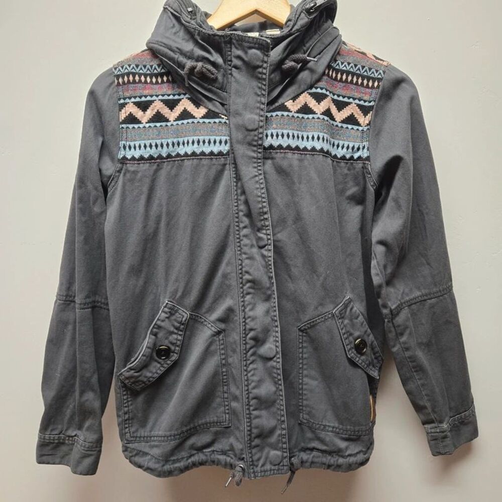 Roxy zip up Cargo Jacket Gray size Small